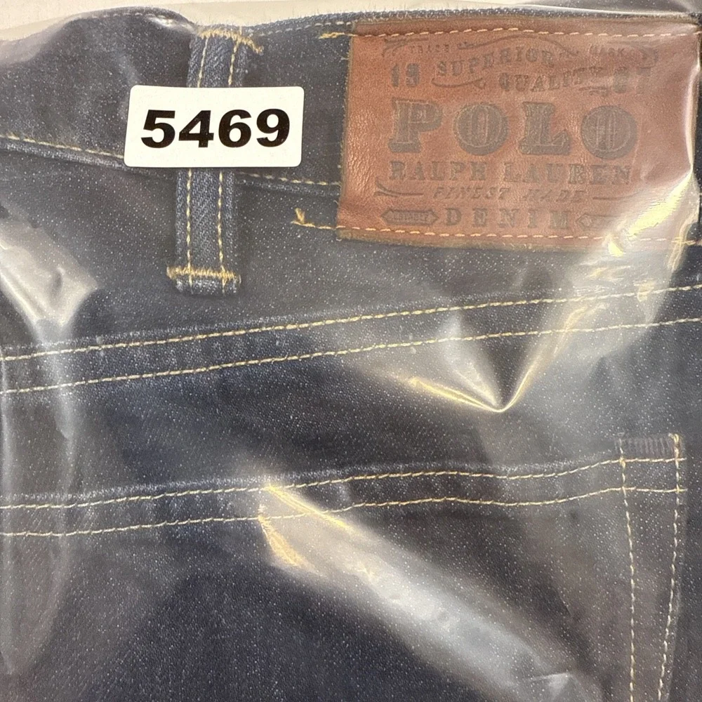 JEANS STRAIGHT Polo Ralph Lauren Men 38x30 Slim  Dark Wash Distress